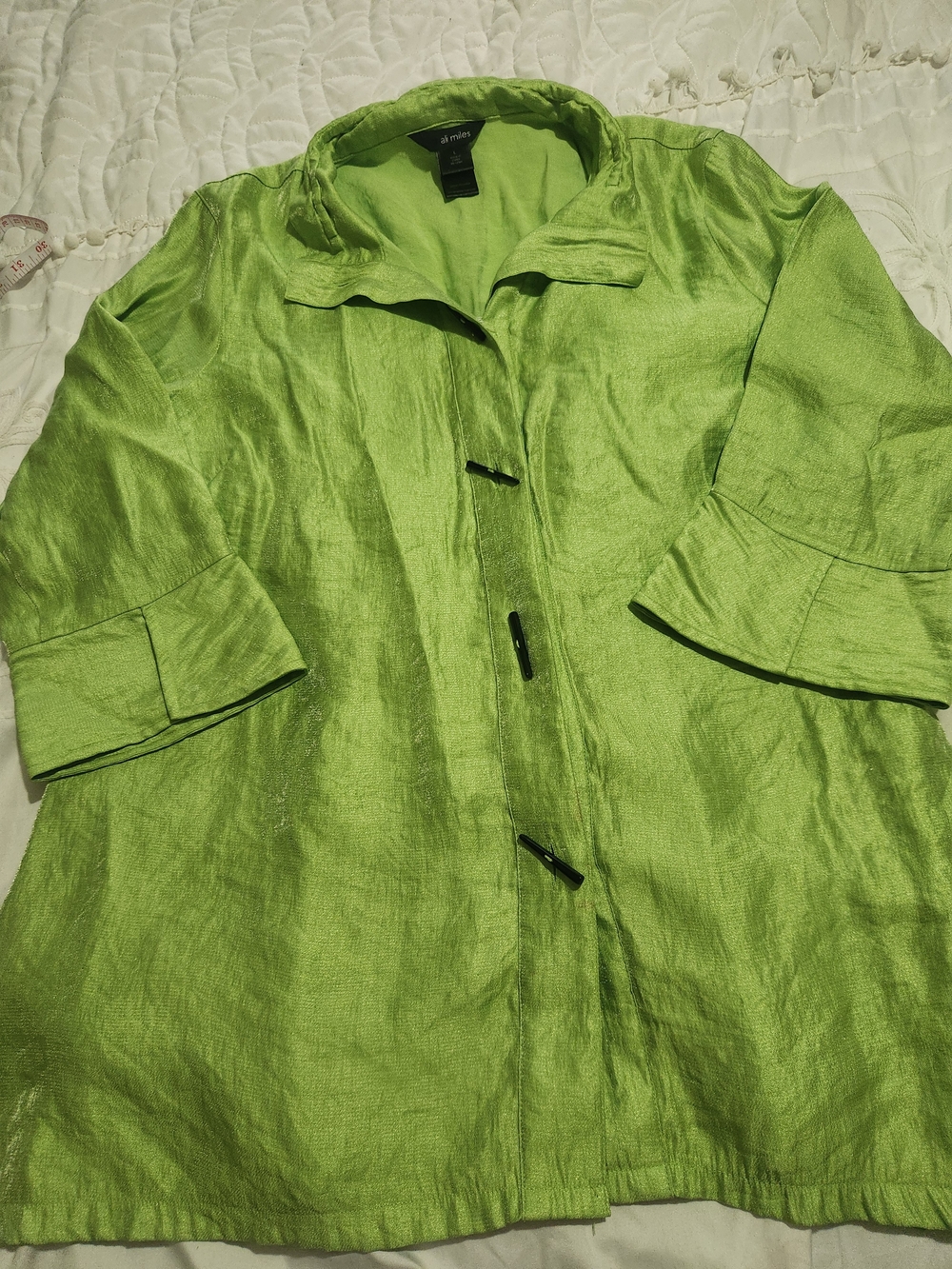 Ali Miles Lime Green 3/4 Sleeve Vintage Style Line Jacket